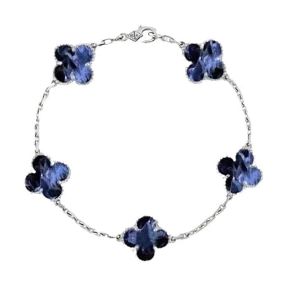 [Solara Jewelry]CLOVER 5 MOTIF PIETERSITE SILVER BRACELET