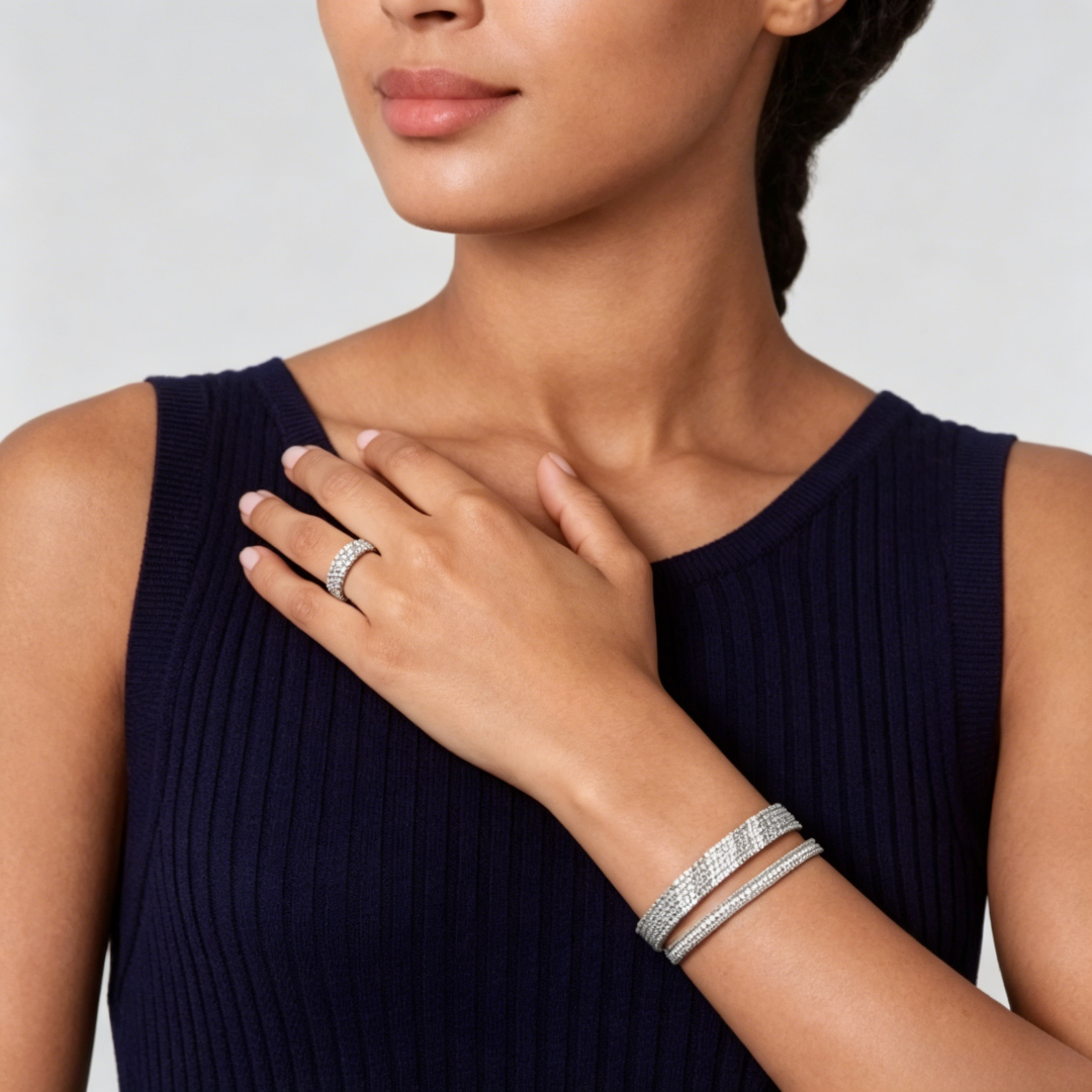 [Solara jewelry] THREE-ROW DIAMOND RING
