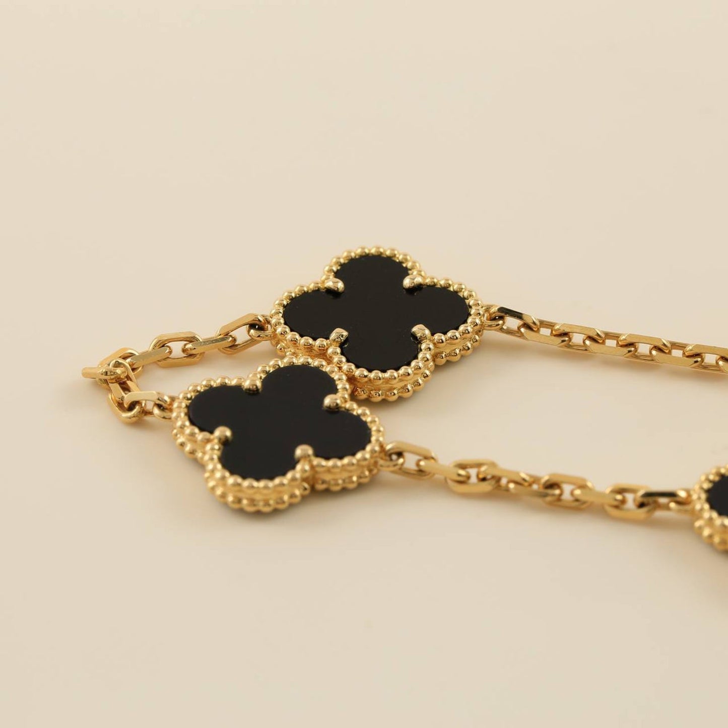 [Solara Jewelry]CLOVER  5 MOTIFS BLACK ONYX BRACELET