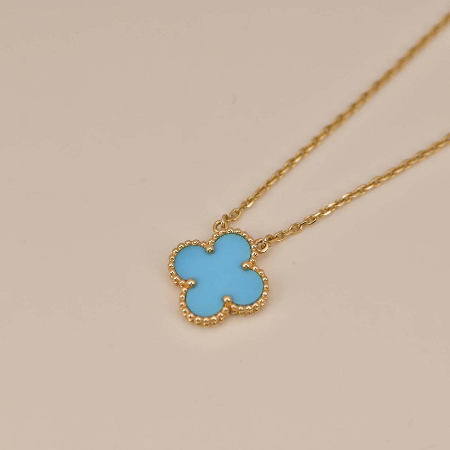 [Solara Jewelry]CLOVER 15MM VINTAGE TURQUOISE NECKLACE