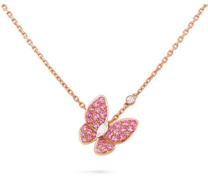 [Solara Jewelry]BUTTERFLY RED DIAMOND ROSE GOLD NECKLACE