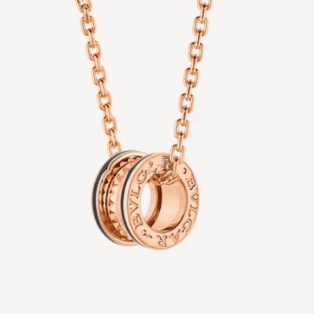 [Solara Jewelry]ZERO 1 ROCK PEDANT PINK GOLD BLACK NECKLACE