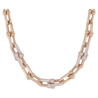 [Solara Jewelry]HARDWEAR GRADUATED LINK NECKLACE ROSE GOLD WITH PAVE DIAMONDS