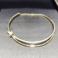 [Solara Jewelry]KNOT DOUBLE ROW NECKLACE IN YELLOW GOLD WITH DIAMONDS
