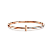 [Solara Jewelry]NARROW T1 HINGED BANGLE DIAMOND PINK GOLD