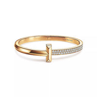[Solara Jewelry]T1 WIDE DIAMOND HINGED BANGLE PINK GOLD