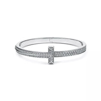 [Solara Jewelry]WIDE DIAMONDS HINGED BANGLE SILVER