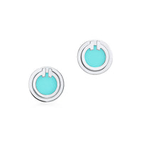 [Solara Jewelry]TURQUOISE CIRCLE WHITE GOLD EARRINGS