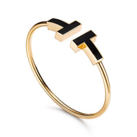 [Solara Jewelry]T WIDE ONYX OPEN BRACELET