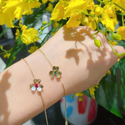 [Solara Jewelry]FRIVOLE GOLD FLOWER PINK MALACHITE BRACELET