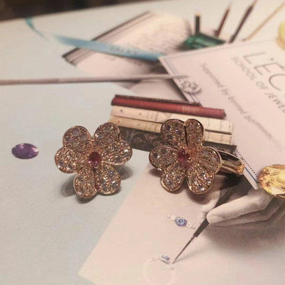[Solara Jewelry]FRIVOLE PINK GOLD FLOWER DIAMOND EARRINGS