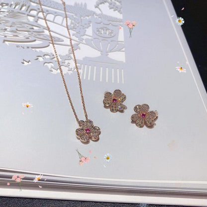 [Solara Jewelry]FRIVOLE PINK GOLD FLOWER DIAMOND EARRINGS