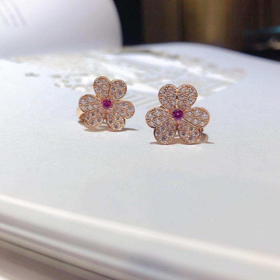 [Solara Jewelry]FRIVOLE PINK GOLD FLOWER DIAMOND EARRINGS