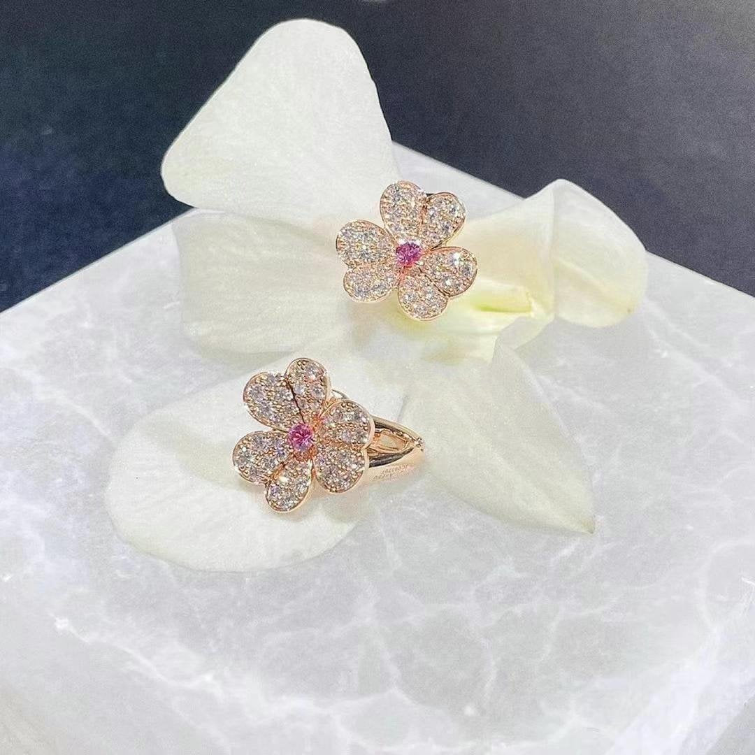 [Solara Jewelry]FRIVOLE PINK GOLD FLOWER DIAMOND EARRINGS