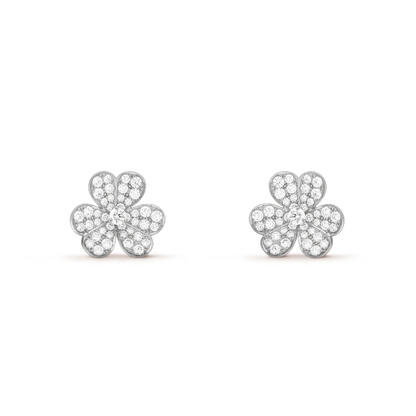 [Solara Jewelry]FRIVOLE SILVER FLOWER DIAMOND EARRINGS