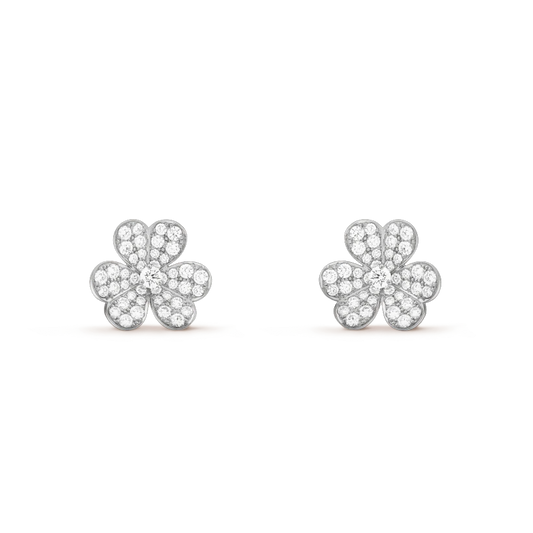 [Solara Jewelry]FRIVOLE SILVER FLOWER DIAMOND EARRINGS