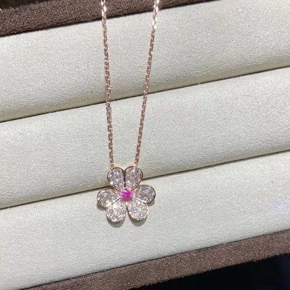 [Solara Jewelry]FRIVOLE ROSE GOLD FLOWER DIAMOND NECKLACE