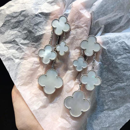[Solara Jewelry]CLOVER EARRINGS WHITE MOP 4 MOTIFS SILVER