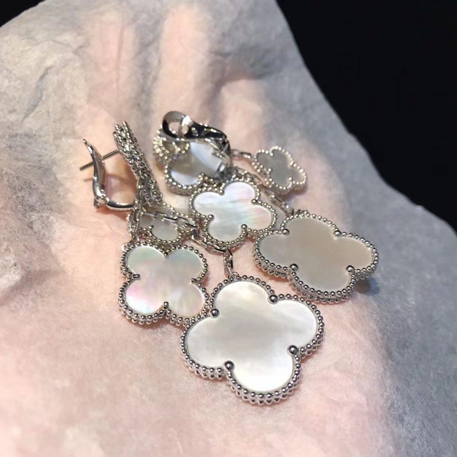 [Solara Jewelry]CLOVER EARRINGS WHITE MOP 4 MOTIFS SILVER