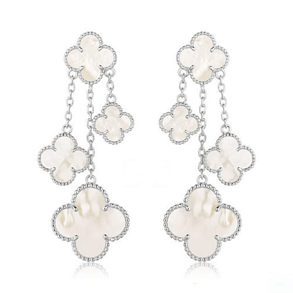 [Solara Jewelry]CLOVER EARRINGS WHITE MOP 4 MOTIFS SILVER