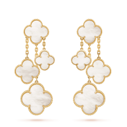 [Solara Jewelry]CLOVER EARRINGS WHITE MOP 4 MOTIFS GOLD