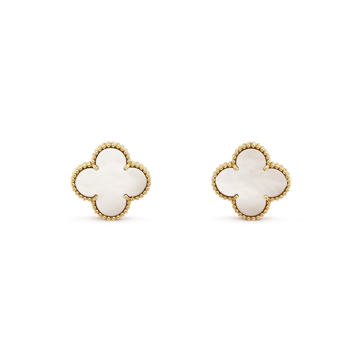 [Solara Jewelry]CLOVER MEDIUM 1 MOTIFS  WHITE MOP STUD EARRINGS