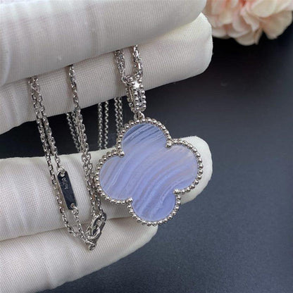 [Solara Jewelry]CLOVER SILVER CHALCEDONY BIG CLOVER NECKLACE