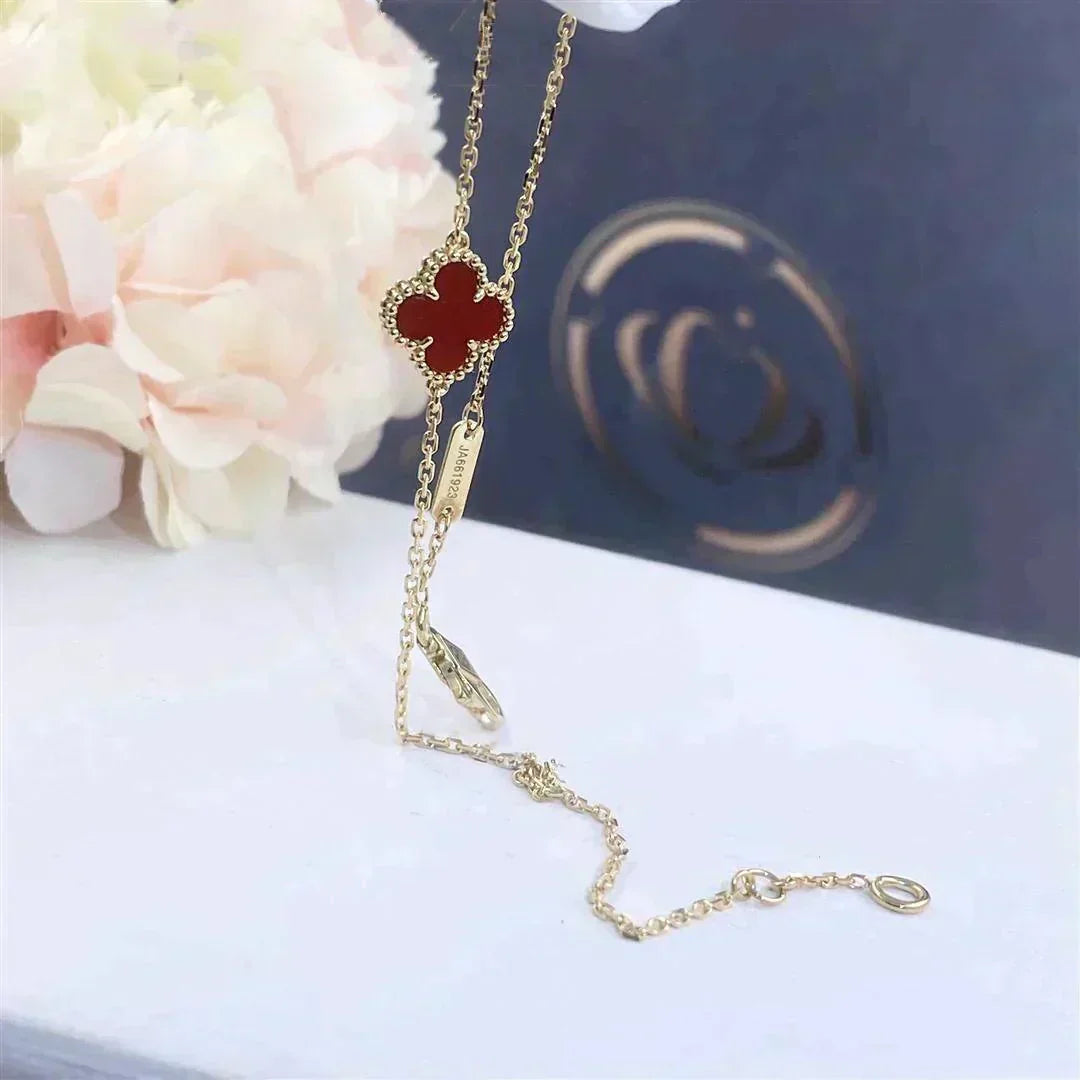 [Solara Jewelry]CLOVER  CARNELIAN SINGLE FLOWER BRACELET