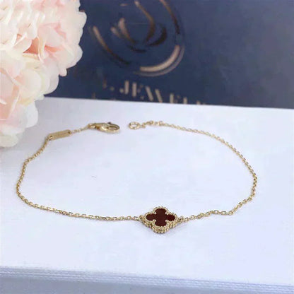 [Solara Jewelry]CLOVER  CARNELIAN SINGLE FLOWER BRACELET