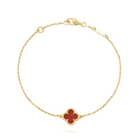 [Solara Jewelry]クローバー カーネリアン シングル フラワー ブレスレット