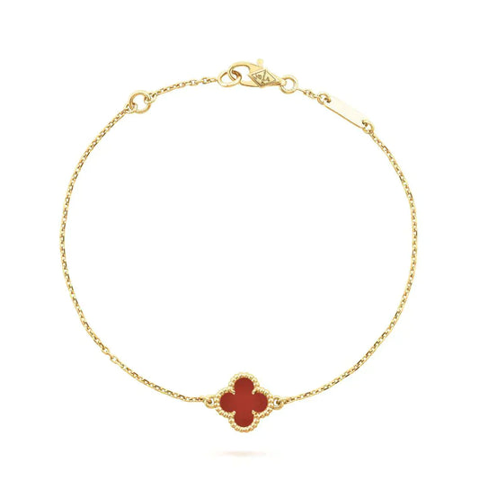[Solara Jewelry]CLOVER  CARNELIAN SINGLE FLOWER BRACELET