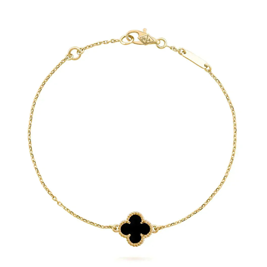[Solara Jewelry]CLOVER ONYX SINGLE FLOWER BRACELET