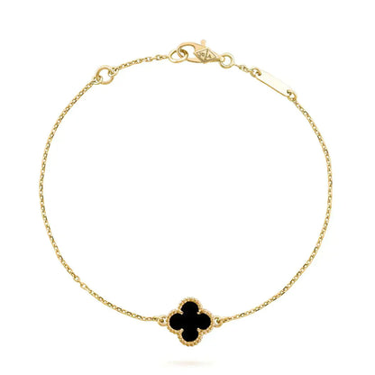 [Solara Jewelry]CLOVER ONYX SINGLE FLOWER BRACELET
