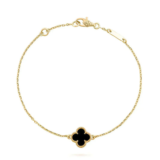 [Solara Jewelry]CLOVER ONYX SINGLE FLOWER BRACELET