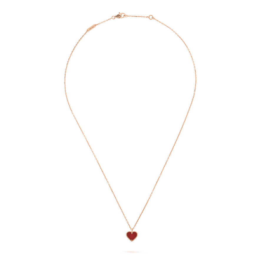 [Solara Jewelry]SWEET CLOVER CARNELIAN HEART NECKLACE