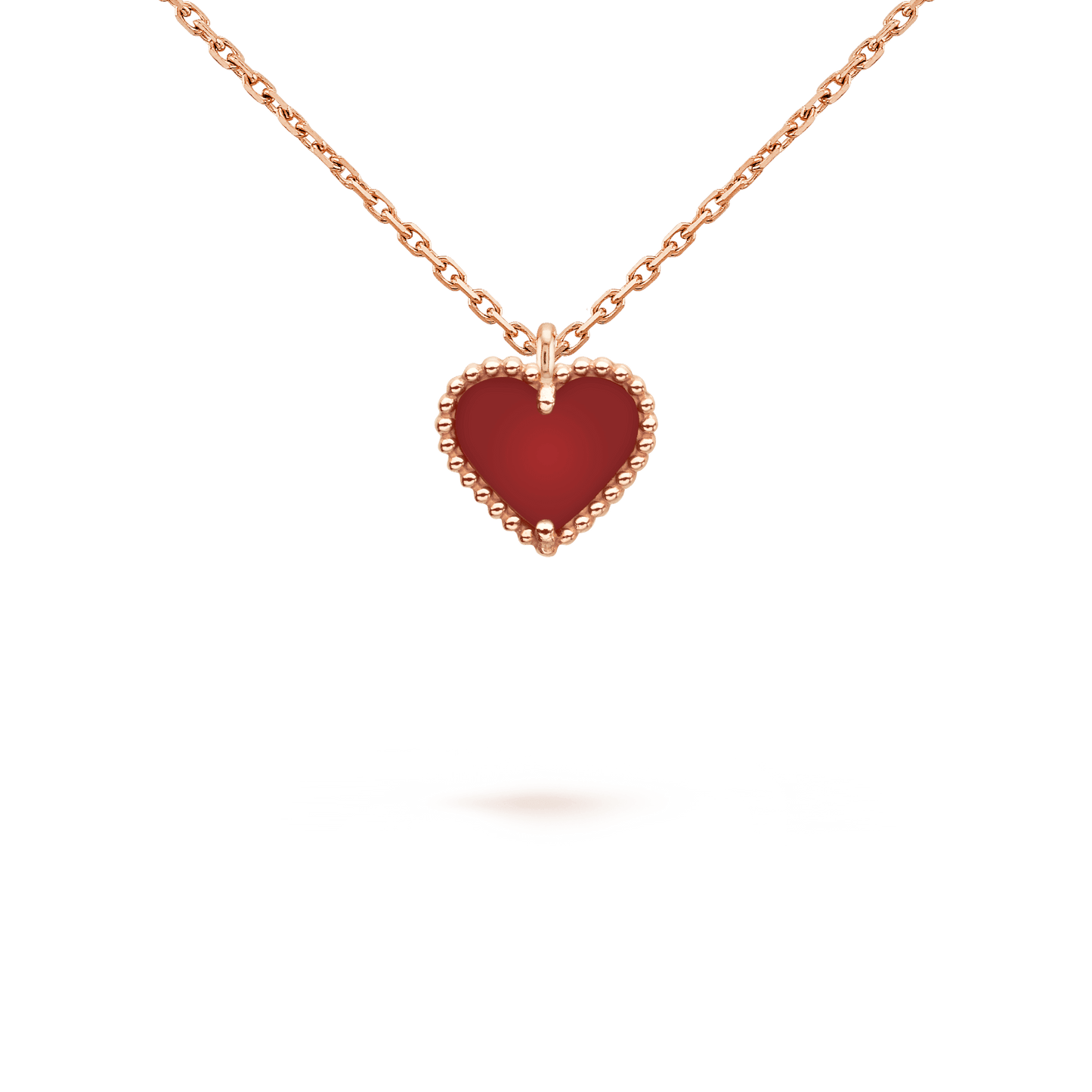 [Solara Jewelry]SWEET CLOVER CARNELIAN HEART NECKLACE