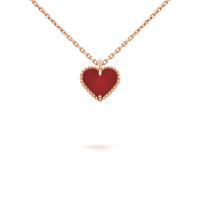 [Solara Jewelry]SWEET CLOVER CARNELIAN HEART NECKLACE