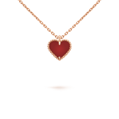 [Solara Jewelry]SWEET CLOVER CARNELIAN HEART NECKLACE