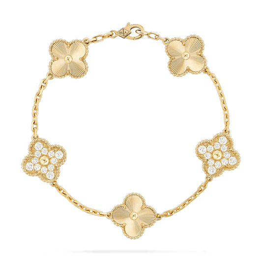 [Solara Jewelry]CLOVER BRACELET 5 MOTIFS GOLD DIAMOND