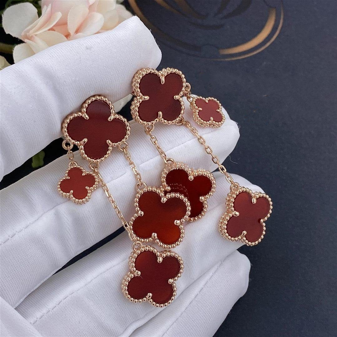 [Solara Jewelry]CLOVER EARRINGS CARNELIAN 4 MOTIFS PINK GOLD