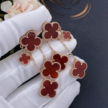 [Solara Jewelry]CLOVER EARRINGS CARNELIAN 4 MOTIFS PINK GOLD
