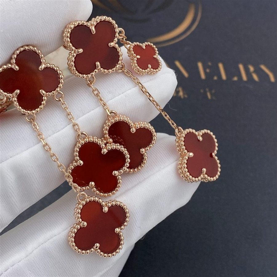 [Solara Jewelry]CLOVER EARRINGS CARNELIAN 4 MOTIFS PINK GOLD