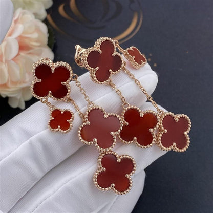 [Solara Jewelry]CLOVER EARRINGS CARNELIAN 4 MOTIFS PINK GOLD