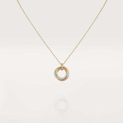 [Solara Jewelry]TRINITY NECKLACE SILVER GOLD PINK GOLD DIAMONDS