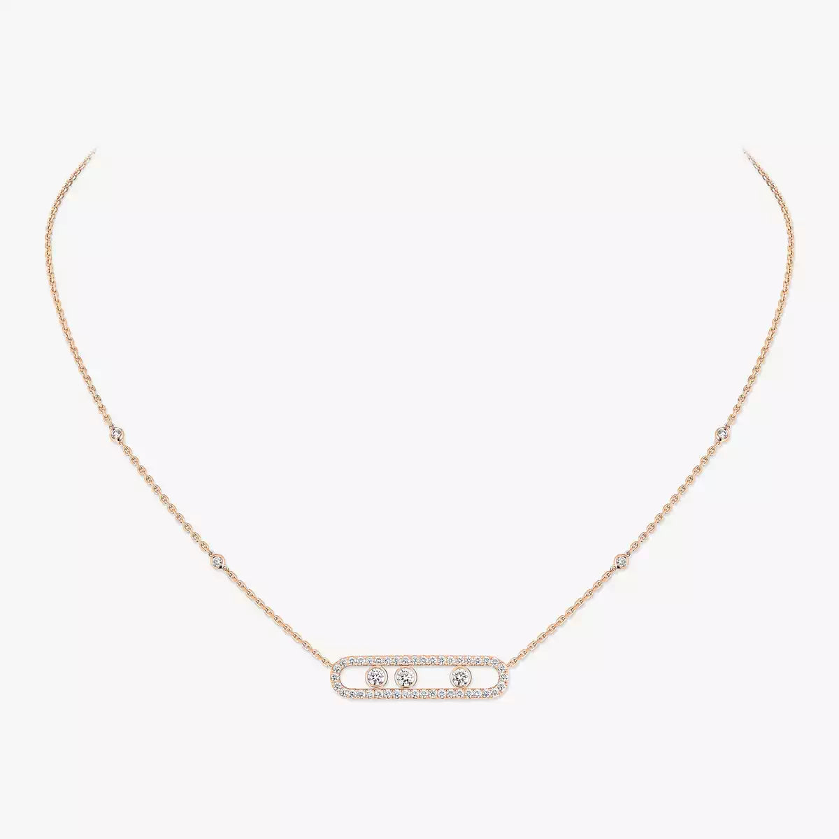 [Solara jewelry] Move Pave_ Rose Gold Diamond Necklace
