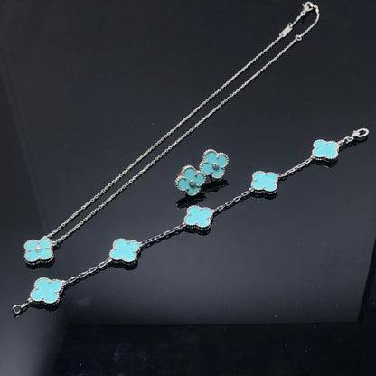 [Solara Jewelry]CLOVER 1 DIAMOND BLUE SKY SILVER EARRINGS