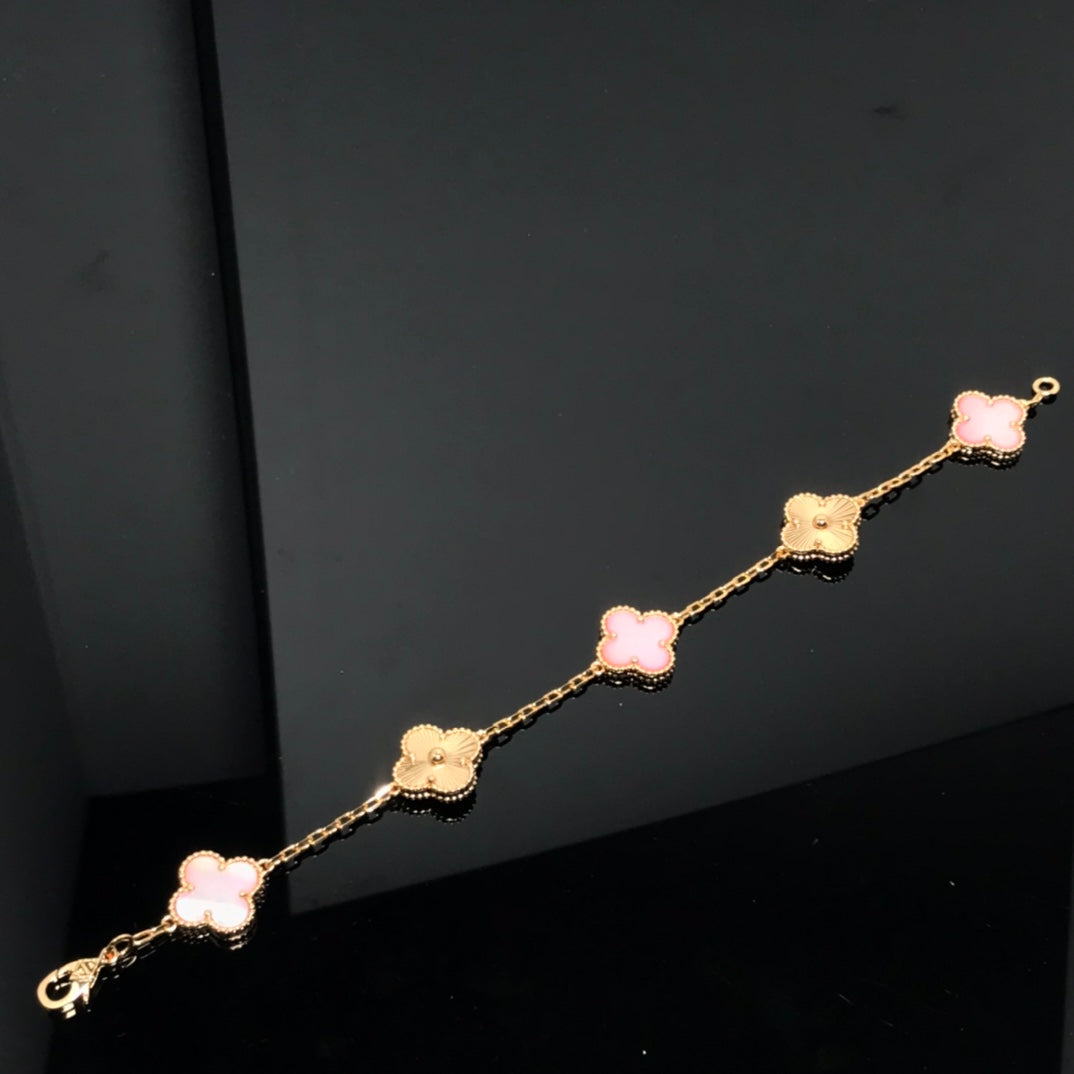 [Solara Jewelry]CLOVER BRACELET 5 MOTIF PINK AND PINK GOLD