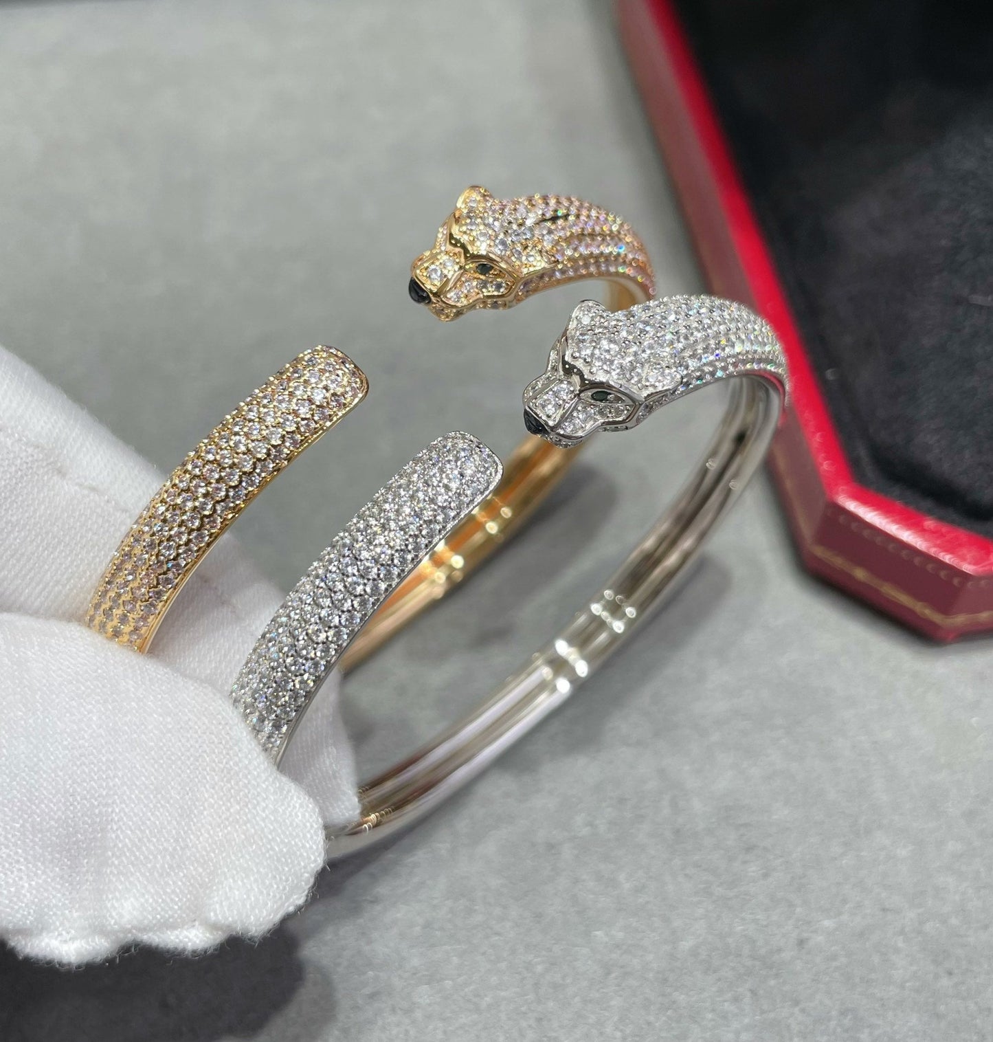[Solara Jewelry]PANTHERE FULL DIAMOND OPEN BRACELET