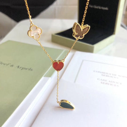 [Solara Jewelry]LUCKY SPRING 4 MOTIFS ROSE GOLD NECKLACE