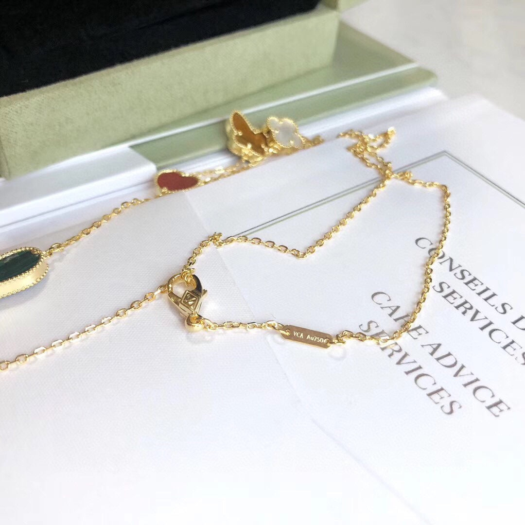 [Solara Jewelry]LUCKY SPRING 4 MOTIFS ROSE GOLD NECKLACE